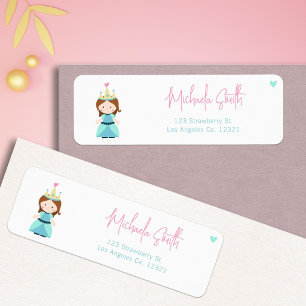 Lief meisje prinses verjaardag retouradres etiket