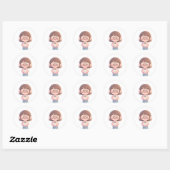 👧 Lief meisje Ronde Sticker (Vel)