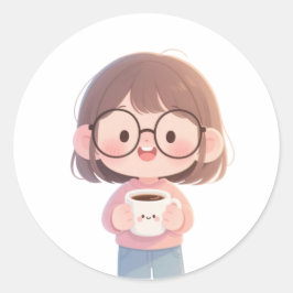 👧 Lief meisje Ronde Sticker