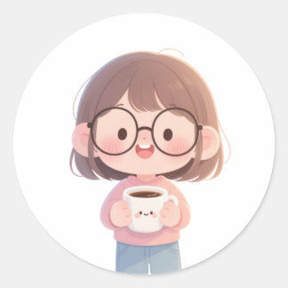👧 Lief meisje Ronde Sticker
