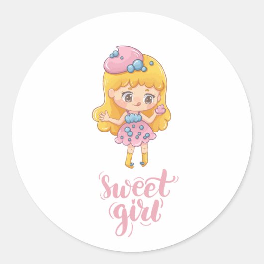 lief meisje ronde sticker (Voorkant)