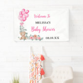 Lief meisje roze ballon eucalyptus Baby shower Spandoek (Insitu)