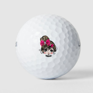 lief meisje, roze, boeg, lief, schattig, kind, kin golfballen