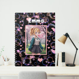 Lief Meisje, Roze Kauwgom Bel, Persoonlijk Geschen Notitieboek