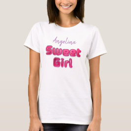 Lief meisje snoep roze lolly typografie t-shirt