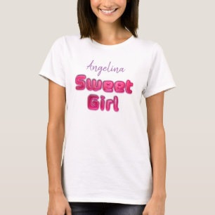 Lief meisje snoep roze lolly typografie t-shirt