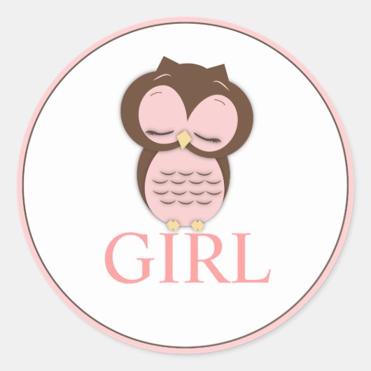 Lief Meisje Uil Geslacht Onthullen Team MEISJE Ronde Sticker (Voorkant)