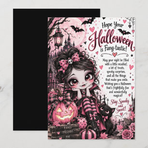 Lief meisje vampier Halloween wenskaart