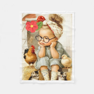 Lief meisje van de boerderij en dieren deken