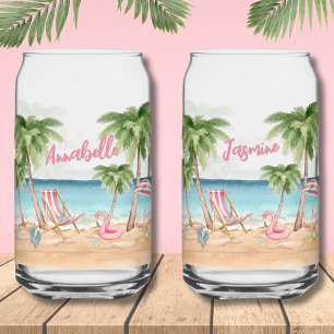 Lief Meisjesweekend Verloofde Waterverf Strand Blikvorm Glas