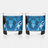 Lief Moderne Blauwe Elegante Trouwdag Whisky Glas (Links)