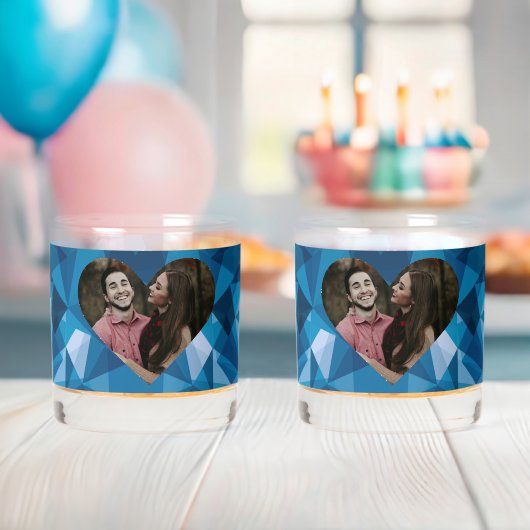 Lief Moderne Blauwe Elegante Trouwdag Whisky Glas (Insitu (Baby Shower))