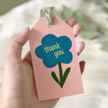 Lief Moderne Bloem Blauw en Roze Dank Je Wel