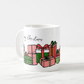 Lief Moderne Rode Roze Kerstmis Koffiemok (Voorkant links)