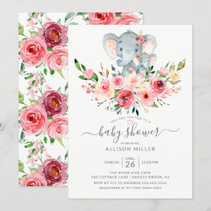 Lief Moeder & Baby Olifant Bloemen Baby shower Kaart