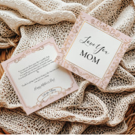 Lief Moeder Elegant Gouden Krullen Roze Kaart