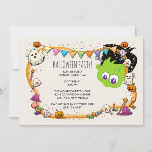 Lief monster van Frankenstein & Halloween-frame fe Kaart (Voorkant)