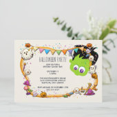 Lief monster van Frankenstein & Halloween-frame fe Kaart (Staand voorkant)
