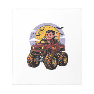 Lief monstertruck shirt ontwerp voor Halloween met Notitieblok