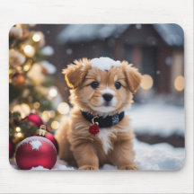 Lief Muisvloerkleed voor de Feestdagen met Hondje