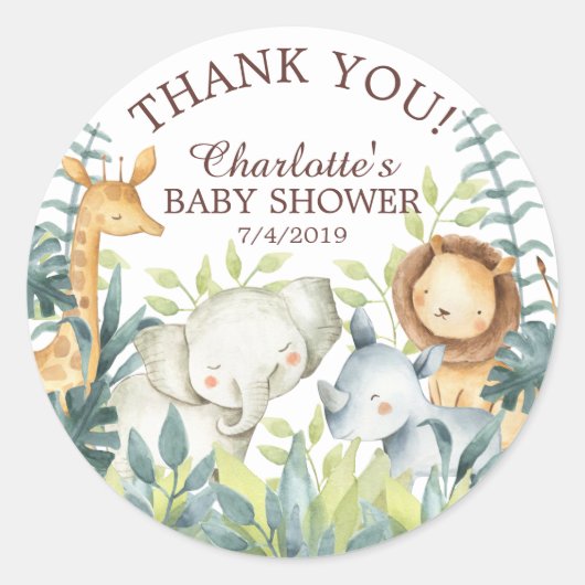 Lief Oerwoud Baby shower Dank u voor Sticker (Voorkant)