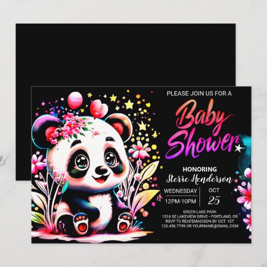 Lief Oerwoud Panda Dreamland Meisje Baby shower Kaart (Voorkant / Achterkant)