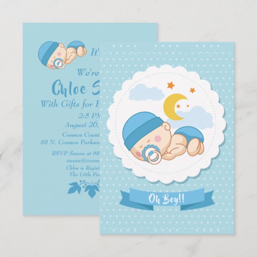 Lief "Oh Boy" Baby shower Kaart (Voorkant / Achterkant)