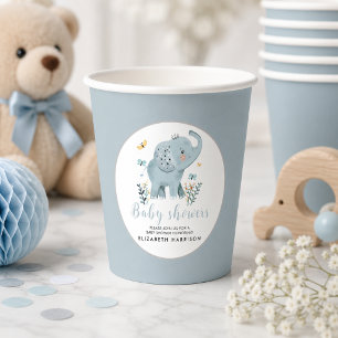 Lief Olifant Blauwe Baby Shower voor Jongen Papieren Bekers