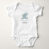 Lief Olifant Blauwe Baby Shower voor Jongen Romper (Voorkant)