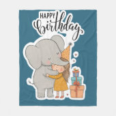Lief olifant knuffel verjaardagssticker fleece deken (Voorkant)