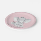 Lief Olifant Meisjes Baby shower 7" Bord (Gekanteld)