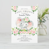 Lief Olifant Meisjes Baby shower Invitation Kaart (Staand voorkant)