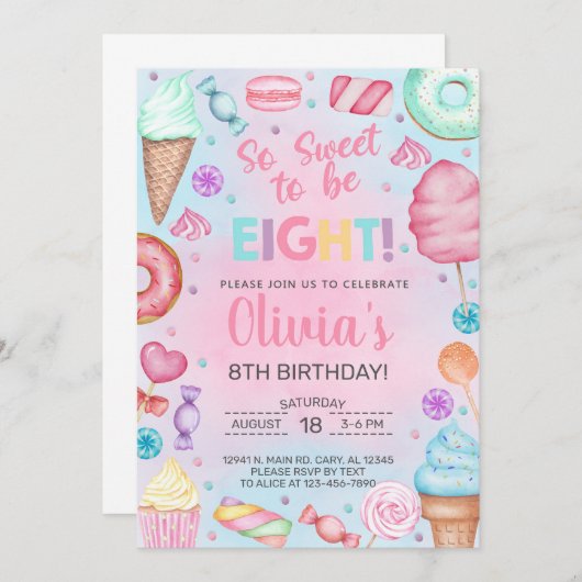 Lief om ACHT te zijn snoep meisje 8e verjaardagsui Kaart (Voorkant / Achterkant)