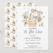 Lief om één honing 1e verjaardag te zijn kaart (Voorkant / Achterkant)