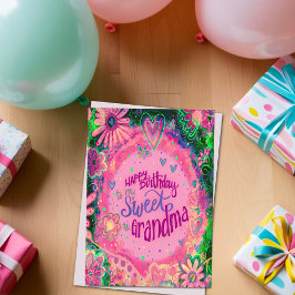Lief Oma Verjaardag Bloemen Roze Kaart