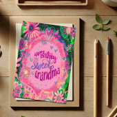 Lief Oma Verjaardag Bloemen Roze  Kaart