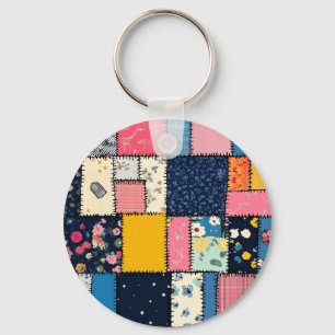 Lief ontwerp met patchwork, speels patroon sleutelhanger