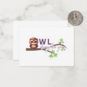 Lief ontwerp van een uil notitiekaartje (Voorkant / Achterkant in situ)