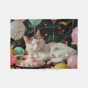 Lief Ontwerp voor de Verjaardag van een Kat Fleece Deken