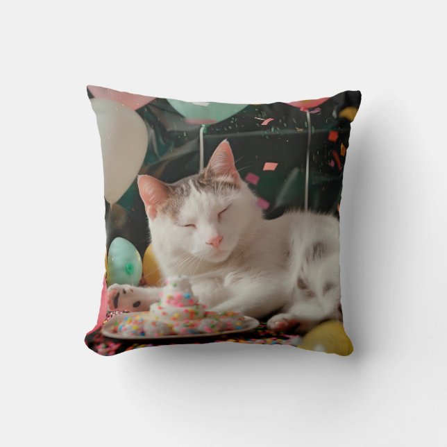Lief Ontwerp voor de Verjaardag van een Kat Kussen (Voorkant)