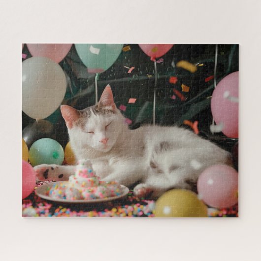 Lief Ontwerp voor de Verjaardag van een Kat Legpuzzel (Horizontaal)