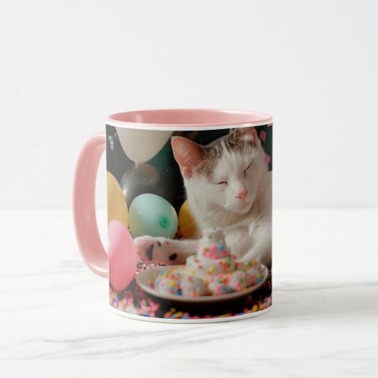 Lief Ontwerp voor de Verjaardag van een Kat Mok (Voorkant links)