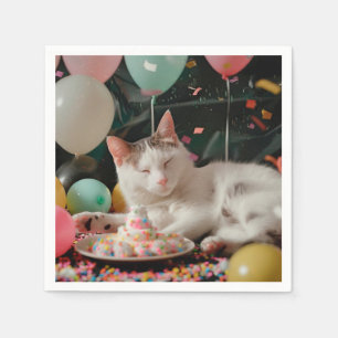 Lief Ontwerp voor de Verjaardag van een Kat Servet