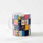 Lief ontworpen patchworkontwerp, speels patroon koffiemok (Voorkant links)