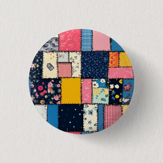 Lief ontworpen patchworkontwerp, speels patroon ronde button 3,2 cm (Voorkant)