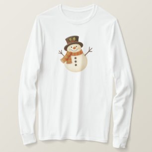 Lief, ouderwets rustiek sneeuwmannetje t-shirt