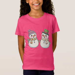 Lief paar sneeuwmannen houdt elkaars hand vast W T-shirt