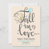 Lief paar verliefd teken typografie herfst liefde save the date (Voorkant)