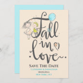 Lief paar verliefd teken typografie herfst liefde save the date (Voorkant / Achterkant)