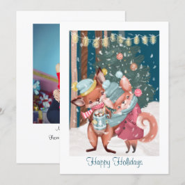 Lief paar vossen fijne feestdagen kerst foto feestdagenkaart